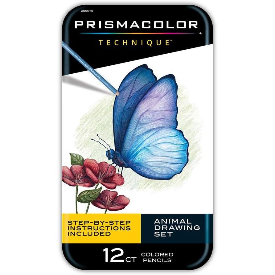 imagePrismacolor Technique Animal Drawing Set Includes Colored Pencils and StepbyStep Drawing Tutorials Assorted Colors 12 CountButterfly