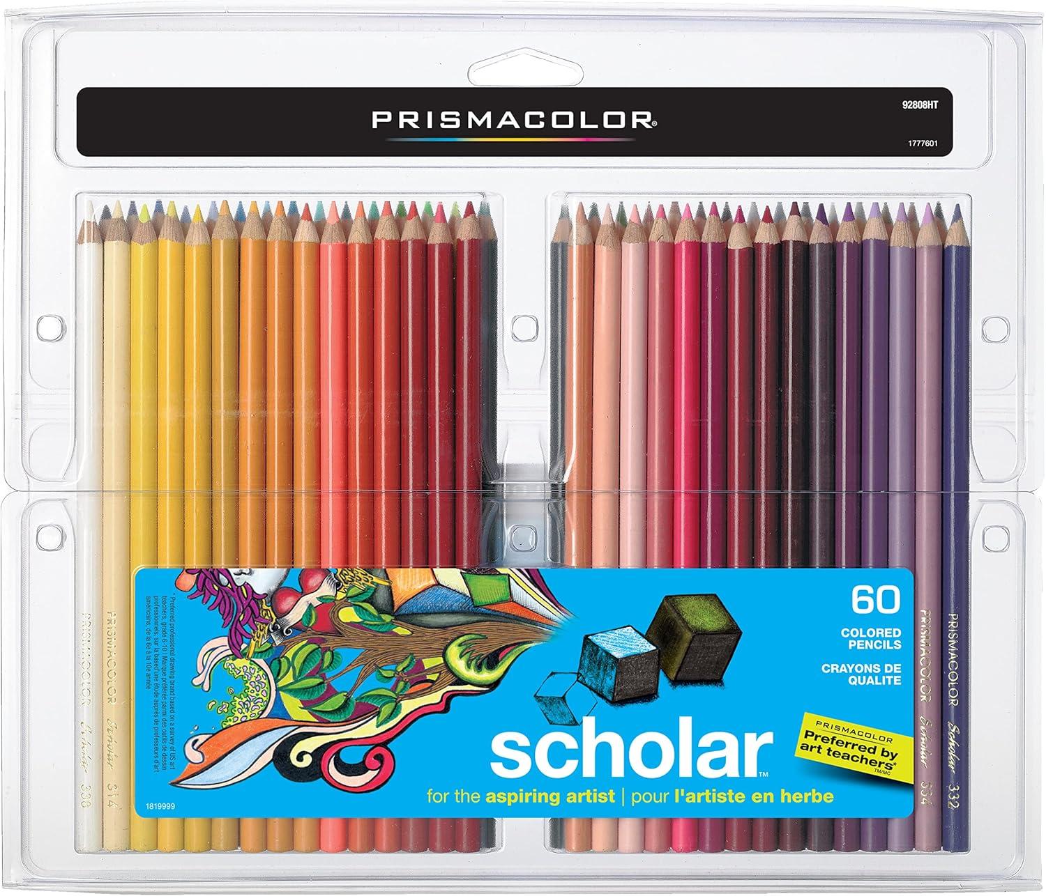 imagePrismacolor Scholar Colored Pencils 60 Count Vibrant Colors Art Supplies Drawing Coloring Holiday Gift for Kids For Beginner Artists60 Count Pack of 1