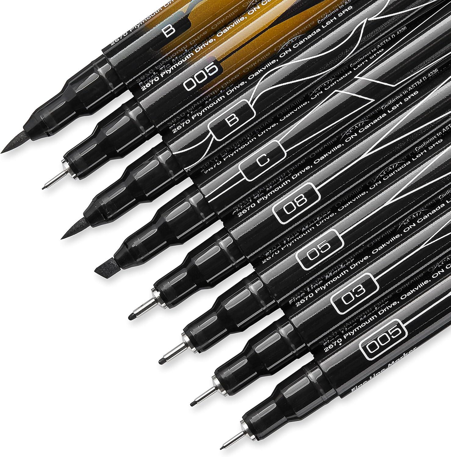 imagePrismacolor 14171 Premier Fine Line Illustration Markers Assorted Fine Tips Black 5Count8 Count Pack of 1