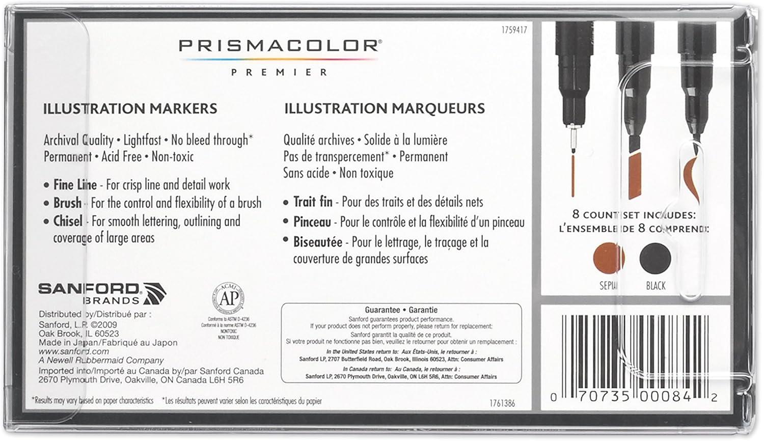 imagePrismacolor 14171 Premier Fine Line Illustration Markers Assorted Fine Tips Black 5Count8 Count Pack of 1