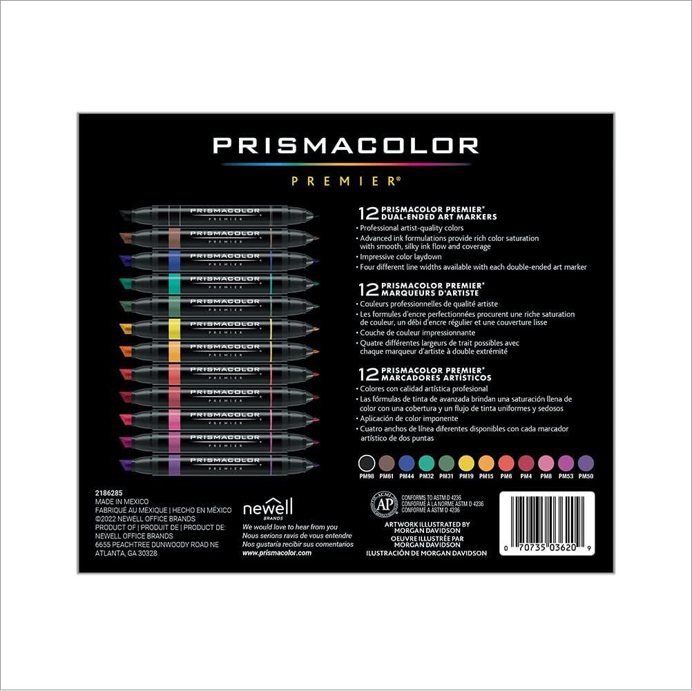 imagePrismacolor Premier DoubleEnded Art Markers Fine And Chisel Tip Manga Colors Adult Coloring 12 PackAssorted
