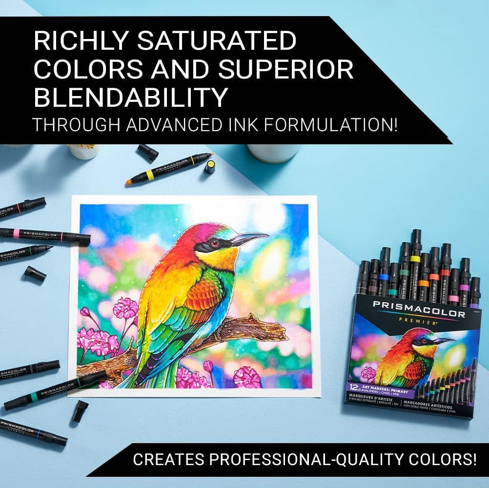 imagePrismacolor Premier DoubleEnded Art Markers Fine And Chisel Tip Manga Colors Adult Coloring 12 PackAssorted