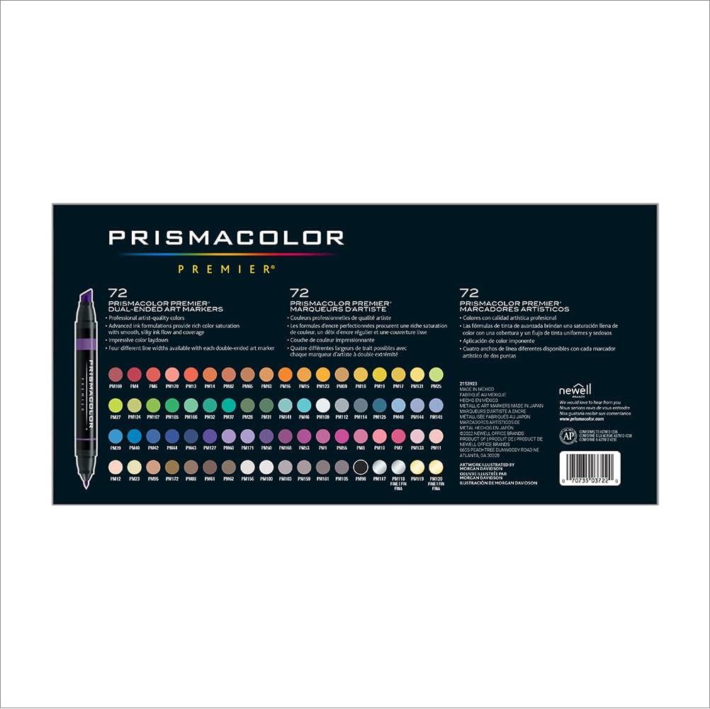 imagePrismacolor Premier DualEnded Art Markers Alcohol Marker Set 72 Count  Assorted Colors Perfect for Adult Coloring Drawing Art Supplies Bible Study Supplies