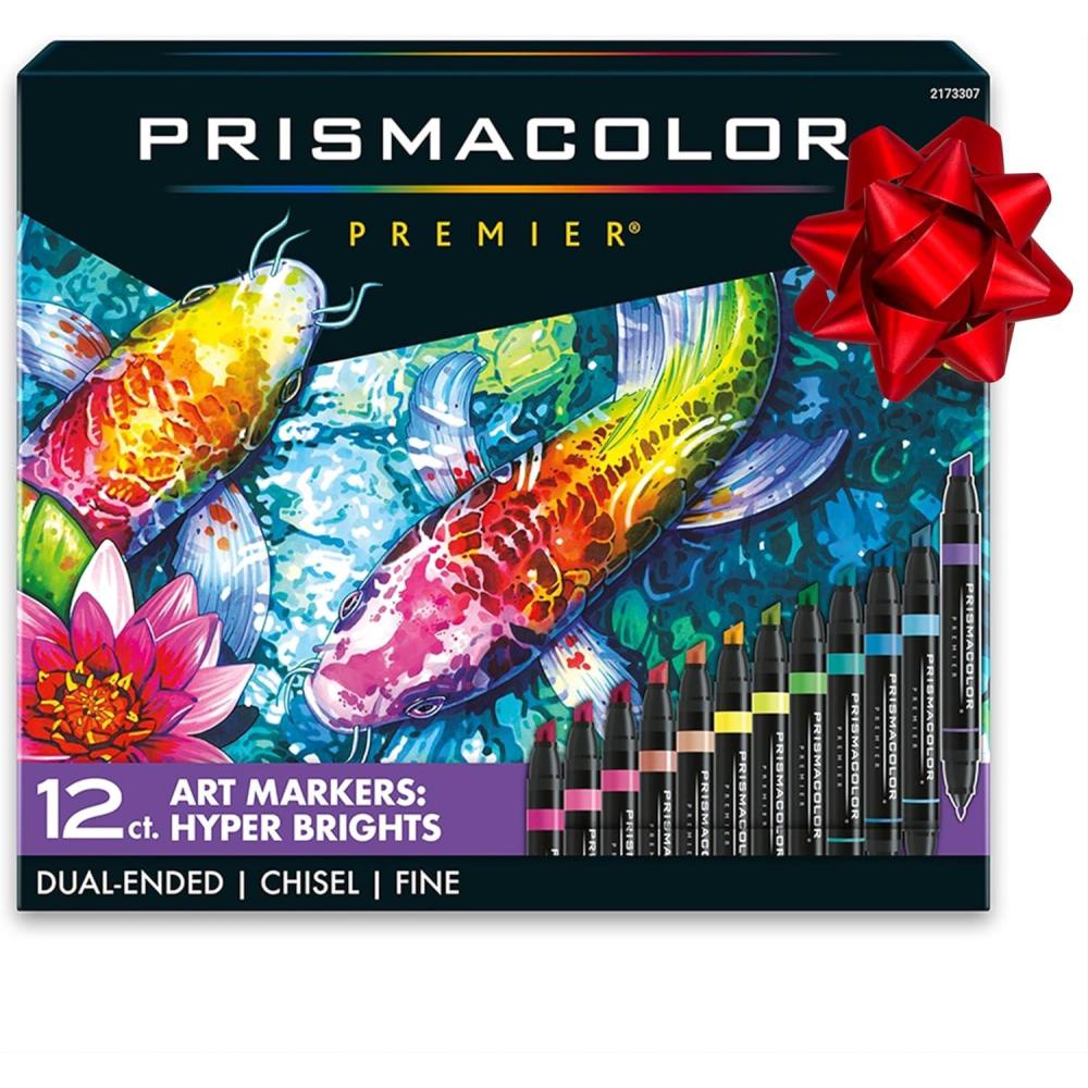 imagePrismacolor Premier DoubleEnded Art Markers Fine And Chisel Tip Manga Colors Adult Coloring 12 PackHyper Brights