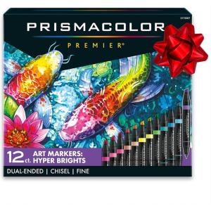 Prismacolor Premier Double-Ended Art Markers Fine And Chisel Tip Manga Colors Adult Coloring 12 Pack(Hyper Brights)