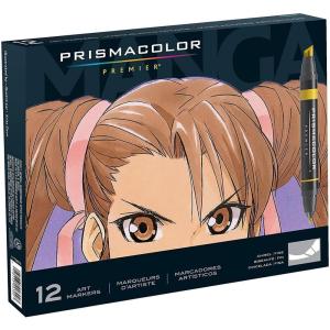 Prismacolor Premier Double-Ended Art Markers Fine And Chisel Tip Manga Colors Adult Coloring 12 Pack(Manga)