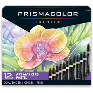 Prismacolor Premier Double-Ended Art Markers Fine And Chisel Tip Manga Colors Adult Coloring 12 Pack(Pastel)