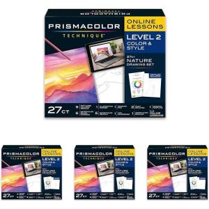 Prismacolor Technique Art Supplies and Digital Art Lessons Nature Drawing Set Level 2 Watercolor Pencils Brush Markers and More Sunset Landscape Drawing 27 Count(1 Count (Pack of 27) (Pack of 4))