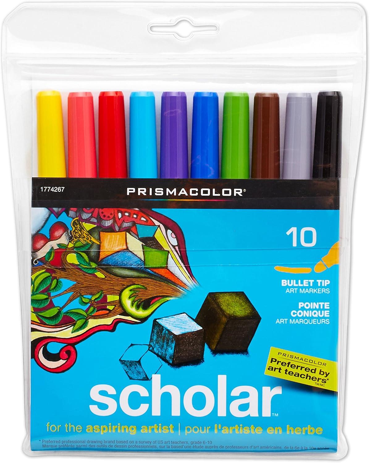imagePrismacolor 1774268 Scholar Art Markers Brush Tip Assorted 10Count10Count