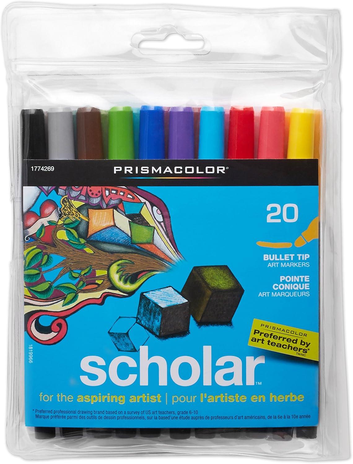 imagePrismacolor 1774268 Scholar Art Markers Brush Tip Assorted 10Count20 Count Pack of 1