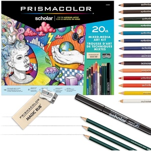 Prismacolor Scholar Mixed Media Art Set, Art Supplies Including Colored Pencils, Brush Tip Markers, Graphite Pencils, 20 Count